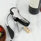 KAYCROWN Stainless Steel Wine Bottle Opener, Vertical Lever Corkscrew with Built-in Foil Cutter Design, Manual Handheld Corkscrew with Ergonomic Lever Pump
