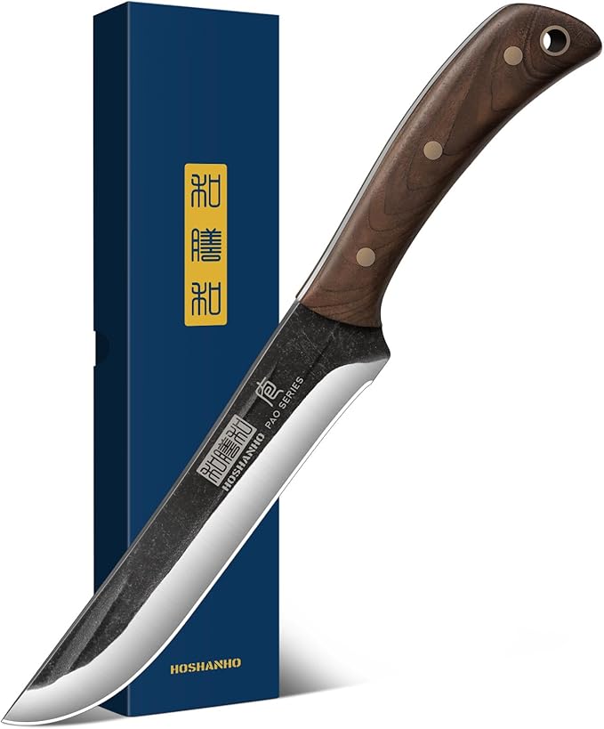 HOSHANHO 6.7 Inch Boning Knife for Meat Cutting, Super Sharp Fillet Knife for Fish, High Carbon Steel Hand Forged Butcher Knives for Brisket Trimming, BBQ, Camping