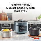 Midea 8-in-1 Electric Pressure Cooker with Dual Pots, Multi-Functional Programmable Slow Cooker, Rice Cooker, Steamer, Sauté Pan and More, 5 Quart