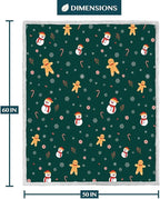 PAVILIA Premium Christmas Sherpa Throw Blanket | Christmas Decoration Gift, Fleece, Plush, Warm, Cozy Reversible Microfiber Holiday Blanket | Green Gingerbread - 50x60