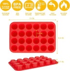 24 Cups Silicone Muffin Pan Mini Cupcake Pan Nonstick Silicone Molds Great for Making Muffin Cakes, Bread, Cookie, Tart - BPA Free Muffin Liners Baking Accessory