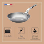 De Buyer MINERAL B Pro Carbon Steel Fry Pan - 8” Diameter, 5.5” Cooking Surface - Ideal for Searing, Sauteing & Reheating - Made in France