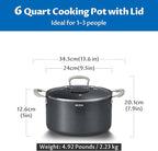 6 Quart Nonstick Stock Pot with Lid, BEZIA Ceramic Soup Pot with Lid, Induction Cooking Pots with Silicone Handle, Compatible with All Cooktops, Dishwasher Safe