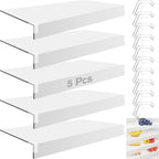 5 Pcs Wire Shelf Cover, 24X12X3 Inch Carbon Fiber Material Shelf Covers for Pantry Shelves(Not Wood), Waterproof Removable Closet Shelving Liner for Home Kitchen,Office Organization - White