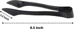 PARTY BARGAINS 8.5 Inches Plastic Serving Tongs, 12 Pack, Premium Quality & Heavy-Duty Black Plastic Tongs for BBQ, Salads, Grilling, Buffets, & Kitchen