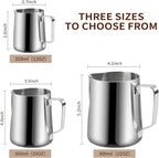 Stainless Steel Espresso Milk Frothing Pitcher - 12OZ/350ML Coffee Milk Frother Cup with Decorating Art Pen for Espresso Machine, Latte Art