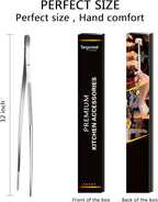 12-Inch Kitchen Fine Cooking Tweezers Tongs,Stainless Steel Long Food Tweezers Tongs