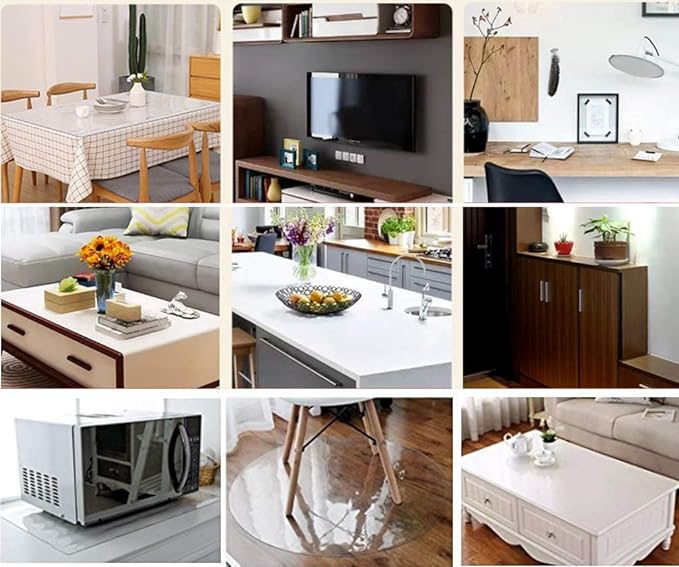NECAUX Custom 40 x 107 Inch Frosted Table Cover Protector, 1.5mm Thick Wood Grain Transparent Table Pad Non-Slip Tablecloth Plastic Protective Pad for Dining Room Table Conference Table Meeting Table