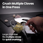 No Peeling Required Garlic Press Stainless Steel with Detachable Handle for Coarse Mincing - Premium Garlic Mincer Tool, Rust-Proof, Easy to Clean, Dishwasher Safe Garlic Crusher with 5-Year Warranty