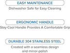 Viking Kitchen Utensils Set, 6 Piece Stainless Steel Cooking Utensil Set, Includes Spatulas, Spoons, Pasta Fork, and Deep Ladle, Hollow Forged, Silver