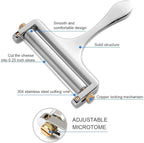 NANEEZOO Cheese Slicer, Adjustable Thickness Heavy Duty Stainless Steel Cheese Slicers With Wire for Soft & Semi-Hard Cheeses - 4 Replacement Stainless Steel Cutting Wire Included (Silver)