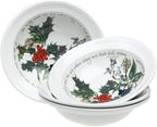 Portmeirion Holly and Ivy 6.5" Cereal Bowls (Set of 6) - Dishwasher & Microwave Safe Round Bowls, Hand-Decorated Earthenware, Everyday Breakfast Bowls for Holiday Dinnerware