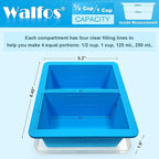 Extra-Large Silicone Freezing Tray with Lid, Walfos 1-Cup Freezer Tray for Soup, Silicone Soup Freezer Container For Storing and Freezing Soup, Broth, Sauce and Ice, 2 Pack