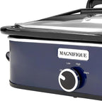 4-Quart Slow Cooker with Casserole Manual Warm Setting - Perfect Kitchen Small Appliance for Family Dinners, Dishwasher Safe Crock, Blue