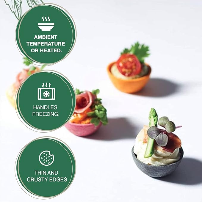 CROC'IN - Neutral Mini Tart Shells - Edible Appetizer Or Dessert Cups - Pastry Pans - Artisanal & Vegan Confection - 60 Pieces
