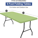 homing Rectangle Table Cloth Cover, Waterproof Polyester Elastic Fitted Tablecloth, Fits for 6 Foot Folding Tables, Washable Table Protector for Picnic, Camping, Outdoor (Sage Green, 30" x 72")