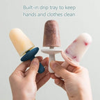 Popsicle Mold Set 4 Pieces Homemade Silicone Popsicle Maker Easy Release Ice Cream Molds Reusable DIY Pop Molds (Blue, IcyClassic Pops)