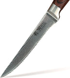 Wakoli EDIB 4-Piece Steak Knife Set – Dining Knives | Genuine Damascus Steel Blades with VG10 Core | Ergonomic Pakkawood Handles | Premium Steak Cutlery in Wooden Gift Box