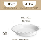 MALACASA Ceramic Pie Pan, Pie Pan for Baking 9 Inch, 40 OZ Pie Plate Round Pie Dish for Baking Fluted Pie Dish Baking Pan, Non Stick Deep Pie Dishes for Quiche, Apple Pies, Pot Pies, Tart, etc.