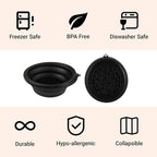 Face Bowl for Ice with Built-In Ice Tray,Ice Bath Collapsible Silicone Bowl,Facial Plunge Bowl, for Face Cooling Portable Spa Tool for Home & Travel （Black）