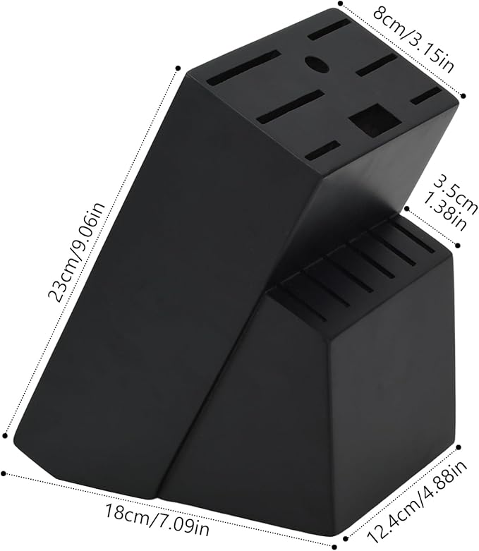 Wood Kitchen Knife Block, Universal Kitchen Knife Holder Kitchen Knife Storage Rack 14 Slots Knife Holder (Black)