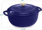 Best Choice Products 6 Quart Enamel Cast-Iron Round Dutch Oven, Family Style Heavy-Duty Pre-Seasoned Cookware for Home, Kitchen, Dining Room, Oven Safe w/Lid, Dual Handles - Sapphire Blue