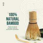 Jade Leaf Matcha - Traditional Starter Set - Japanese Matcha Gift Set Includes: Bamboo Whisk (Chasen), Scoop (Chashaku), Stainless Steel Sifter, Fully Printed Handbook