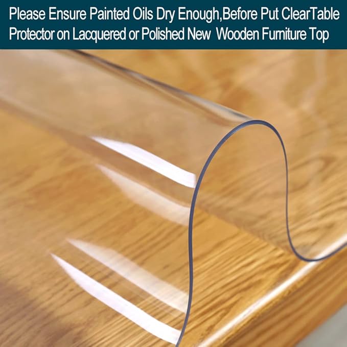 Table Protector Cover Clear Plastic PVC Tablecloth Wipeable Protective Desktop Cover Glass Vinyl Conference Furniture Kitchen Countertop Dining Room Tabletop Protection Pad Office Chair Mat 54x72 Inch