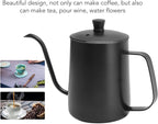 Pour Over Coffee Kettle, Stainless Steel Gooseneck Spout Pour Over Coffee Kettle Long Narrow Drip Spout Coffee Tea Pots for Pour Over Coffee, Home Brewing, Camping (20oz, Black with Lid)