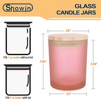 Thick Candle Jars for Making Candles 12 Pcs, 7 OZ Empty Jars with Wood Lids for Candle Making, Sample Container, Frosted Pink