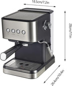 Coffee Machine, Spoon and Tamper Small Drip Coffee Machine, 1.5L Semi-automatic Coffee Machine, Latte Maker with Adjustable Shot Volume for Home