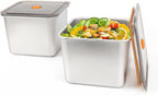 2 PCS Stainless Steel Food Storage Containers(100oz) with Lids Leak Proof & Airtight | Square Stainless steel freezer Containers,For Meal Prep,Fruit,Snack,Freezer