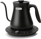 0.8L Gooseneck Electric Kettle, Precise Temperature Control for Pour Over Coffee & Tea, 1200W Fast Boiling Water, Auto Shut Off, Scheduling, Stainless Steel, Black