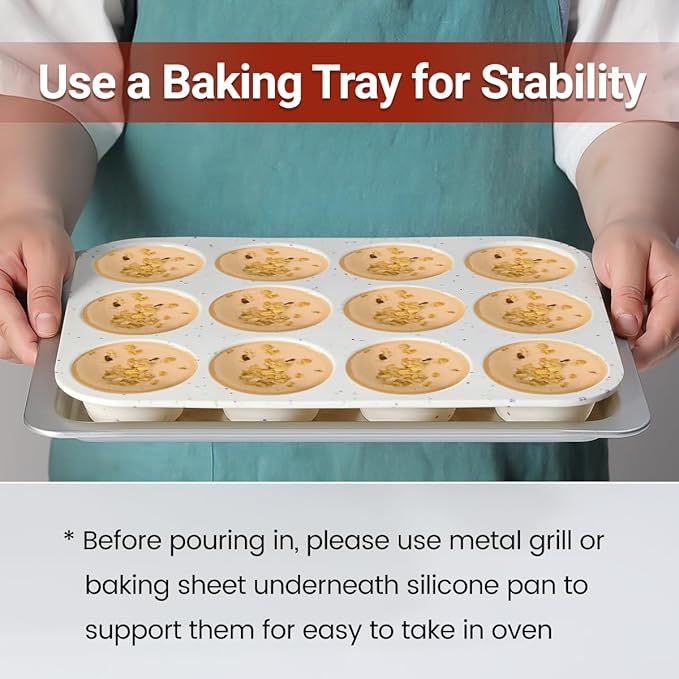 CAKETIME Silicone Muffin Pan, Cupcake Pan 12 Cups Regular Size Muffin Tin Non Stick Muffin Pan for Baking Banana Muffin, Cupcake, Egg Muffin 2 Pack Confetti