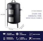 Realcook Charcoal Meat Smoker Grill: Premium BBQ Smokers with Smoke Box - Barbecue Vertical Charcoal Grill Combo for Outdoor Cooking Patio Backyard Grilling Tailgating
