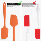 4-Piece Silicone Spatula Scrapers: Doosu 600°F Heat Resistant Food Grade Kitchen BPA Free Rubber Baking Cooking Tool Nonstick Utensil Set for Mixing, Scraping, Folding, Stirring, Serving (Multi-5)