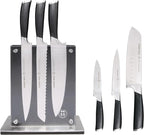 Schmidt Brothers - Heritage 7-Piece Kitcken Knife Set, High-Carbon German Stainless Steel Cutlery, and Clear Acrylic Magnetic Block Set