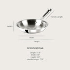All-Clad D3 3-Ply Stainless Steel Fry Pan 8 Inch Induction Oven Broiler Safe 600F Pots and Pans, Cookware Silver