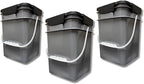 House Naturals 4 Gallon Square Food Grade Bucket Pail with Plastic Handles and Lid (Pack of 3) Made in USA containers (Gray)