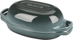Enameled Cast Iron Oval Dutch Oven Pot with Lid, Dutch Oven for Sourdough Bread Baking, Oval Bread Pan, 5qt, Slateblue
