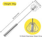 Stainless Steel Egg Whisk, 14 Inch Hand Mixer Whisk, Upgraded Semi-automatic Whisk, Ideal For Blending, Whisking, Baking tool, Beating Eggs, Butter & Milk, Suitable For Home Kitchen Use.