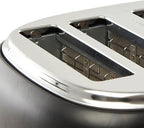 Haden Heritage 4 Slice Wide Slot Stainless Steel Toaster with Adjustable Browning Control & Non-Slip Feet, Black & Chrome
