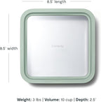 Caraway 2pc Glass Food Storage Set - 10 Cup Food Containers (2) - Ceramic Coated - Non Toxic, Non Stick Lunch Box with Lids. Dishwasher, Oven, & Microwave Safe - Mist