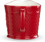 DEMDACO Baking Holiday Memories Rosy Red, White 32 Ounce, 6 x 5 Inch Ceramic Stoneware Festive Christmas Kitchen Countertop Accessory Décor, Polka Dots, Pouring Measuring Cup, Cupful of Merry