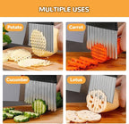 Large Crinkle Cutter, Stainless Steel Wavy Cutter with Non-Slip Handle, French Fry Cutter, Crinkle Potato Slicer, Chopping Tools for Potatoes Carrot Fruit Vegetable (C Set: 3 Pcs)