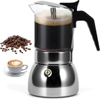 Stovetop Espresso Maker, 9Cup 450ML Stainless Steel Stovetop Italian Coffee Maker Transparent Glass Moka Pot, Coffee Maker Mocha Pot for Home Cafe Outdoor Office