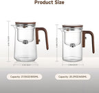 Enchanti Tea Pot, Magic Glass Teapot with Strainer,Magnetic Water Separation with Infuser -600ML/20.3oz