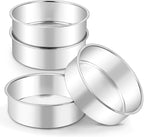 LIANYU 6 Inch Cake Baking Pans Set of 4, Stainless Steel Round Cake Bake Pan, Fit in Pot Pressure Cooker Air Fryer, Healthy & Toxic Free, Leak-proof & Dishwasher Safe