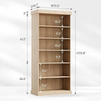 70.8" Tall Brown Bookshelf, Farmhouse Modular Bookcase with 6-Tier Adjustable Shelves, Large Storage Cabinet for Home Office, Living Room, Set of 4