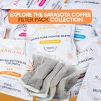 Ground Flavored Coffee In Filter Packs | Medium Roast Low Acid Mold Free Pouches | Bulk Packets | Roasted Butter Pecan Crunch | Gourmet Individual Premeasured Coffee Bags for 10-12 Cup Drip Maker